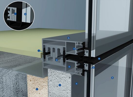 Transfert de charge verticale Système de paroi de fenêtre unifié Connexion de transom supérieur inférieur personnalisable